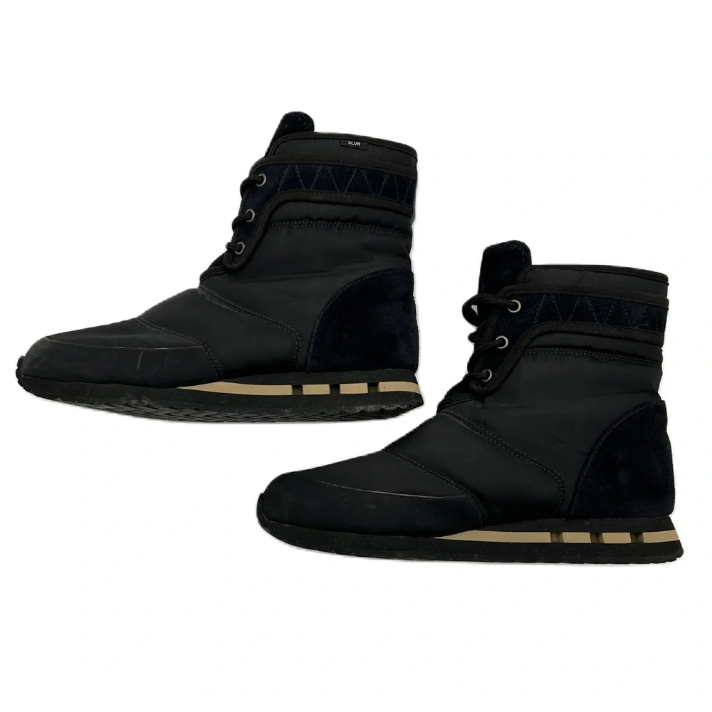 Adidas Slvr Outdoor Boot Women Sz 7 Lace Up Leather Nylon‎ Winter Gorpcore Black